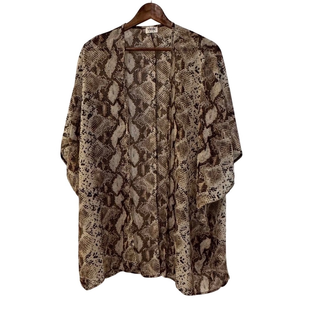 Texas True Threads Kimono Womens One Size Brown Excellent Snake Print Wrap